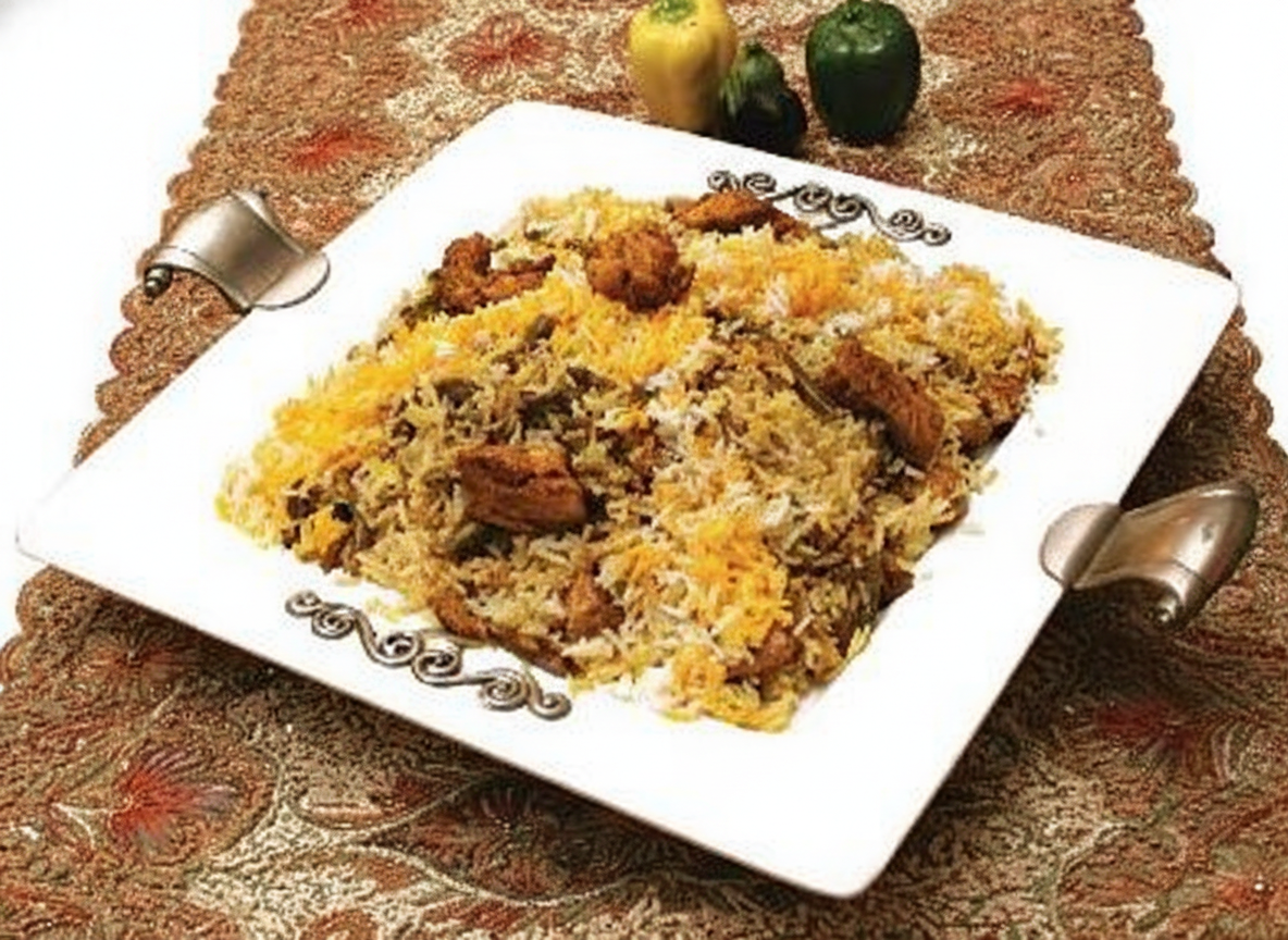 لوبیا پلو با فیله مرغ