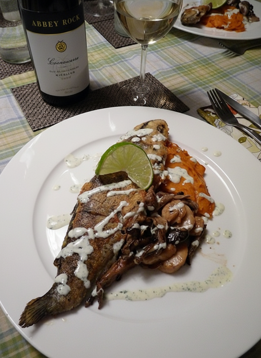 قزل آلای سرخ شده با انواع قارچ