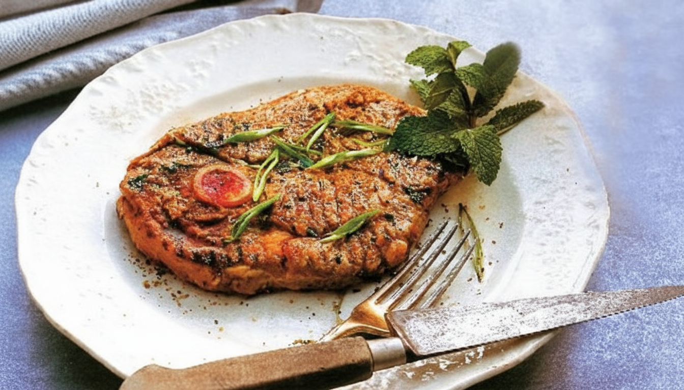 استیک با نعنا و لیمو