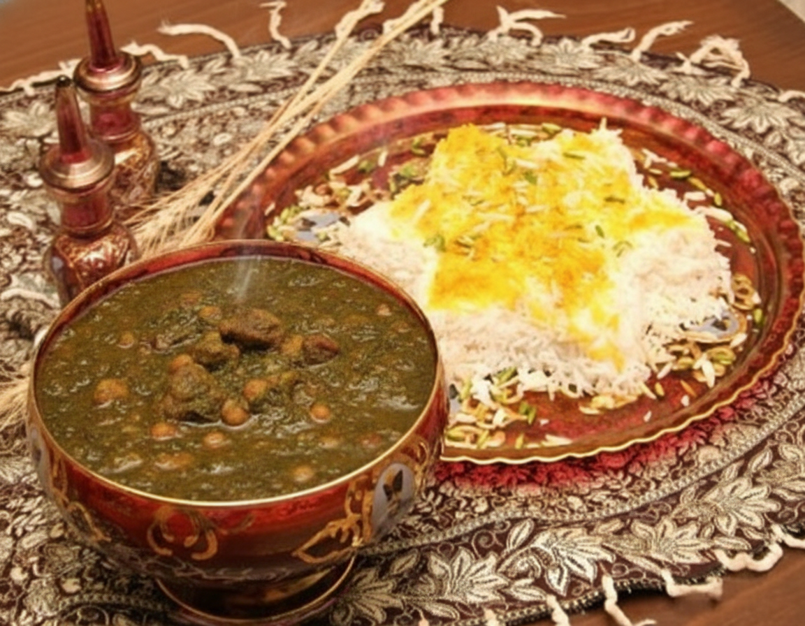 چلو خورشت قیمه نخود