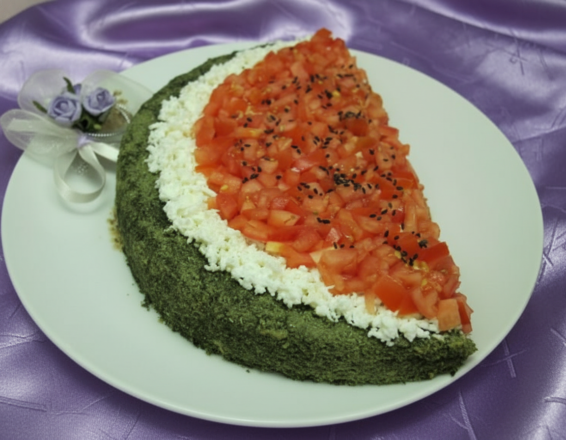 سالاد سیب زمینی به شکل هندوانه