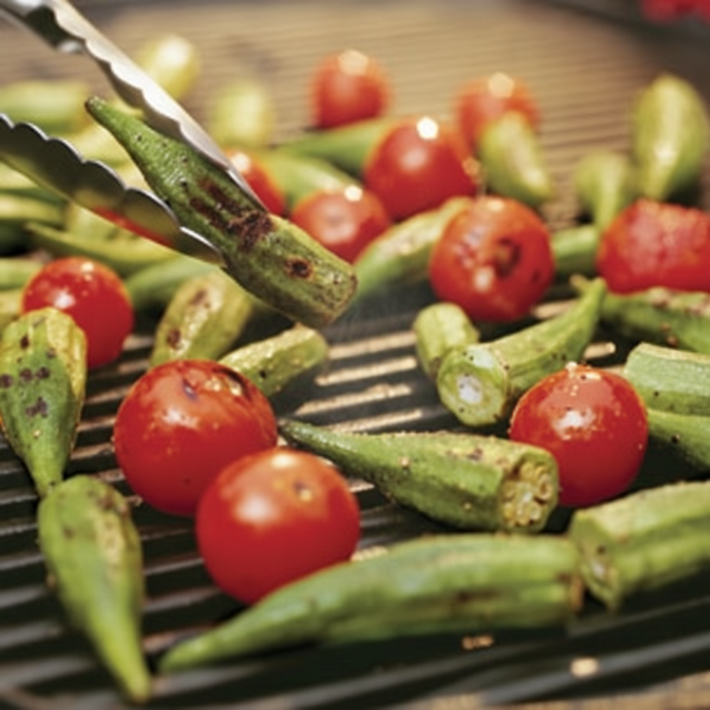 بامیه و گوجه فرنگی کبابی