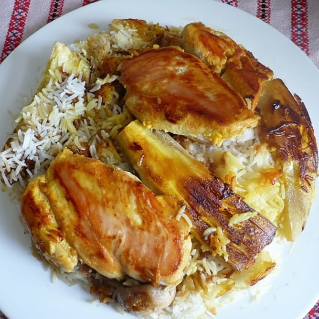 خورشت بادمجان همراه با گوشت مرغ