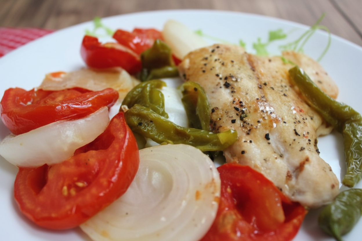 ماهی و سبزیجات در فر