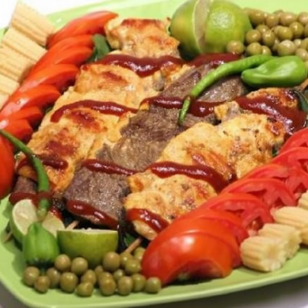 کباب دو رنگ چوبی