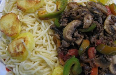 اسپاگتی با قارچ