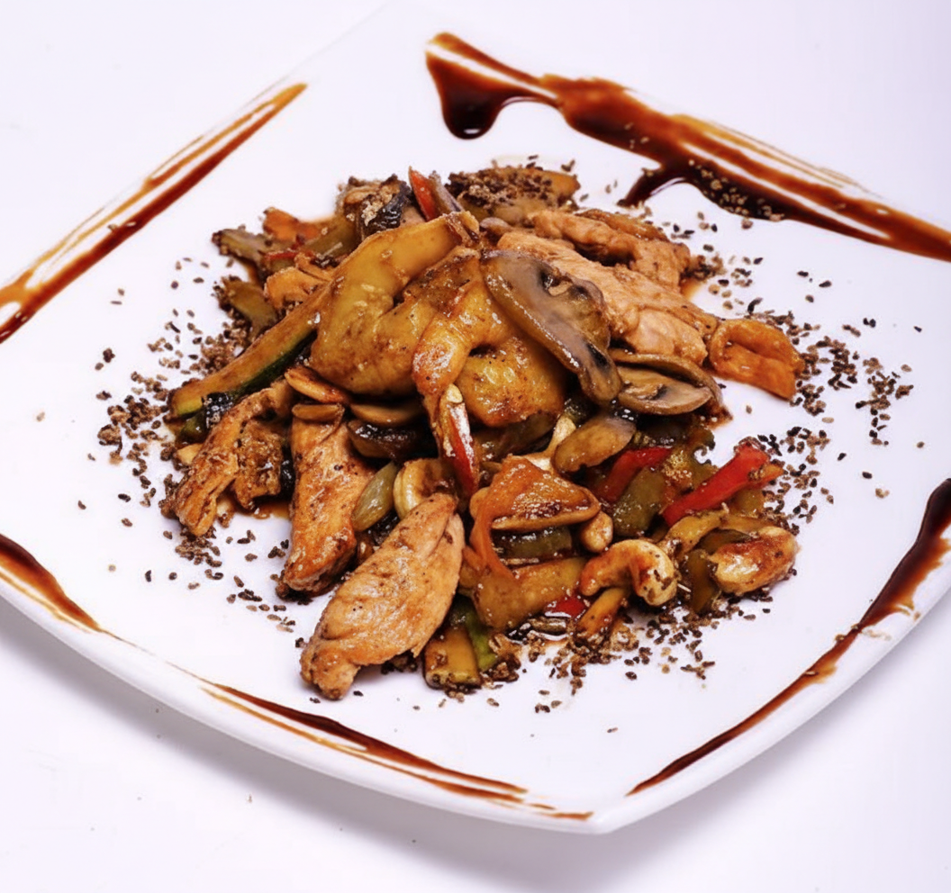 فیله مرغ و میگو بادامی