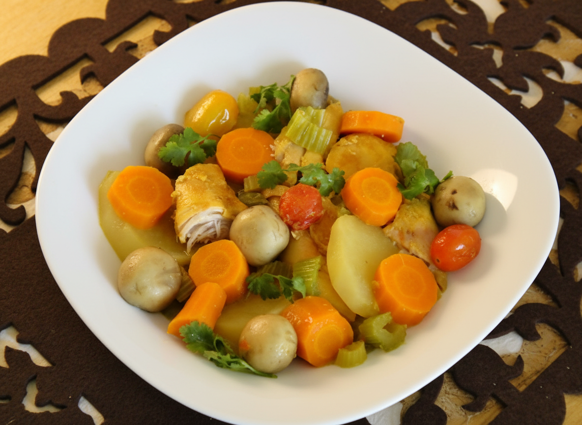 خوراک مرغ و سبزیجات رژیمی