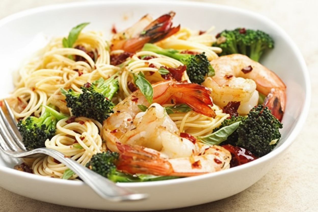 پاستا و میگو