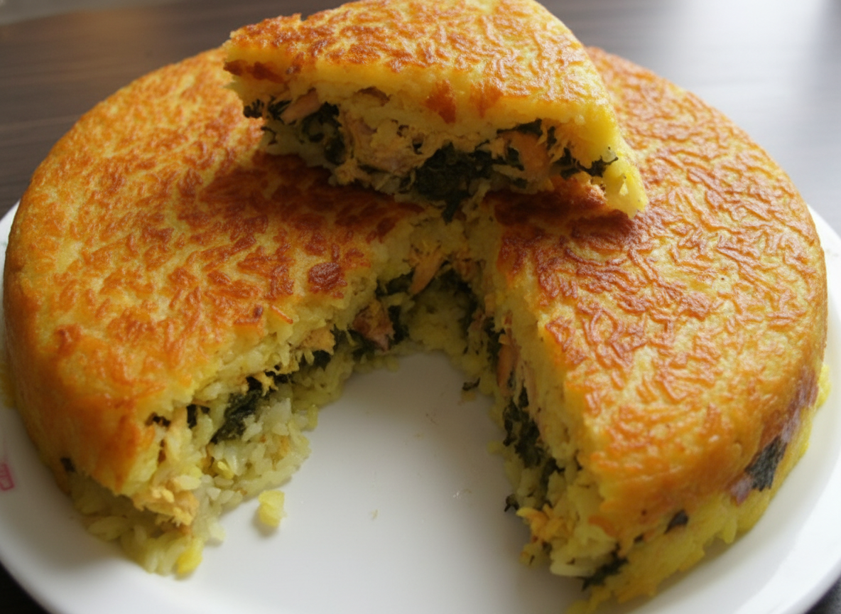 ته چین مرغ و اسفناج