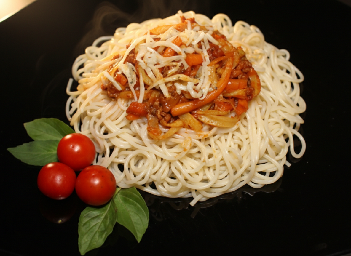 اسپاگتی با سس هویج و کدو