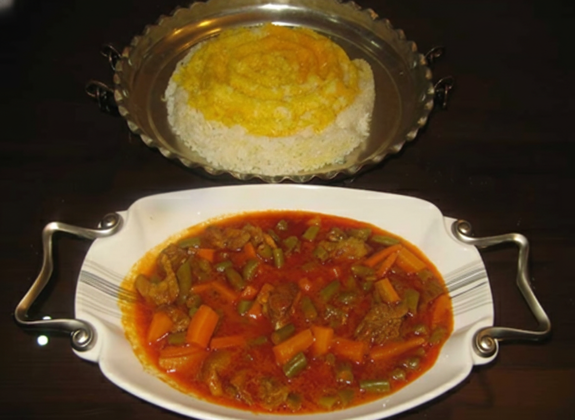 خورش لوبیا سبز و هویج