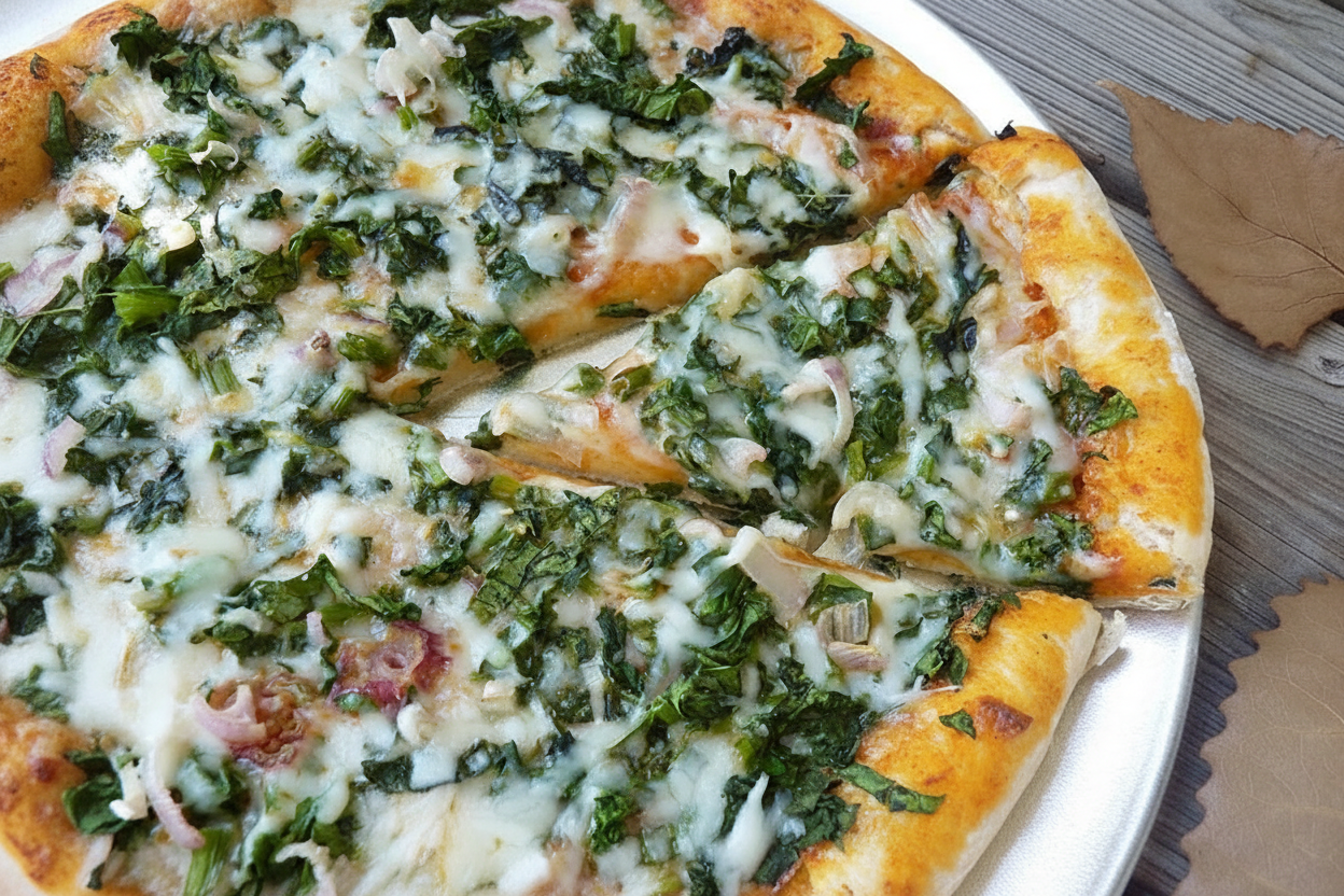 پیتزا قارچ و اسفناج