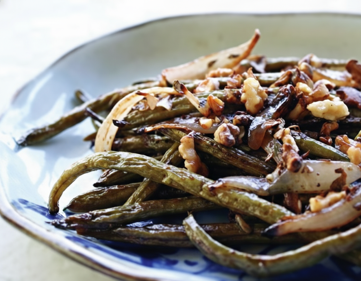 خوراک لوبیاسبز با گردو