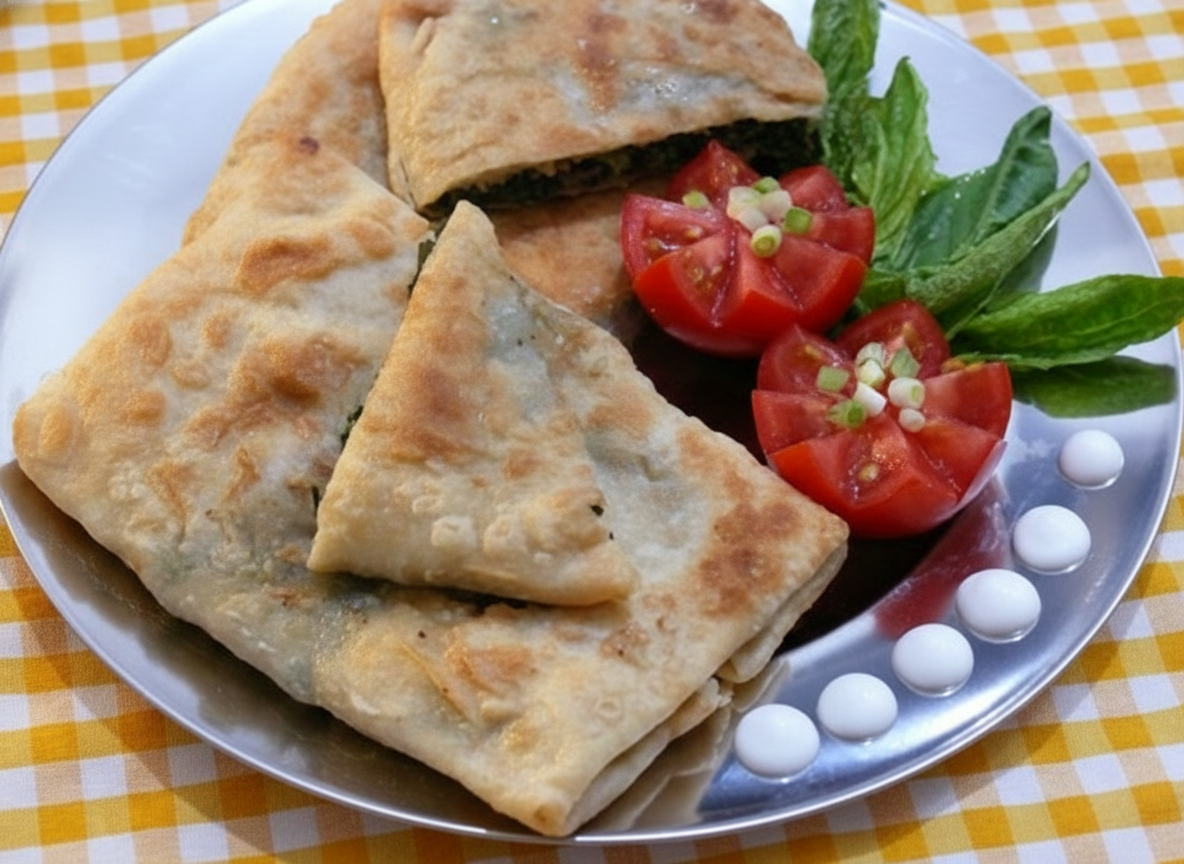 گُزلَمه با اسفناج و گوشت