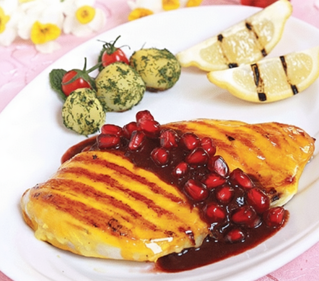 استیک مرغ با سس انار