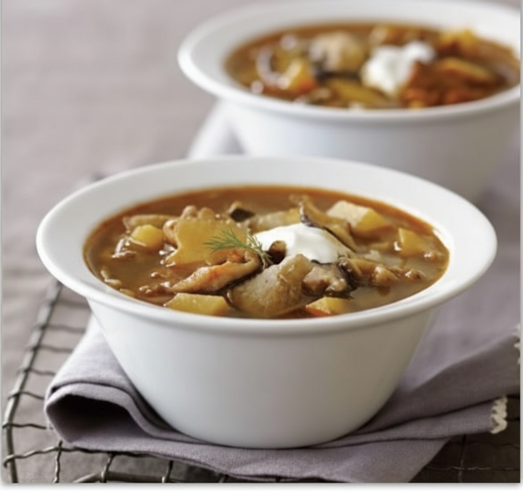 سوپ قارچ و سیب زمینی