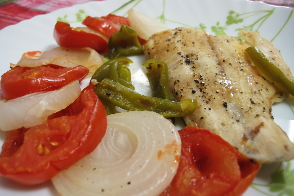 ماهی و سبزیجات در فر