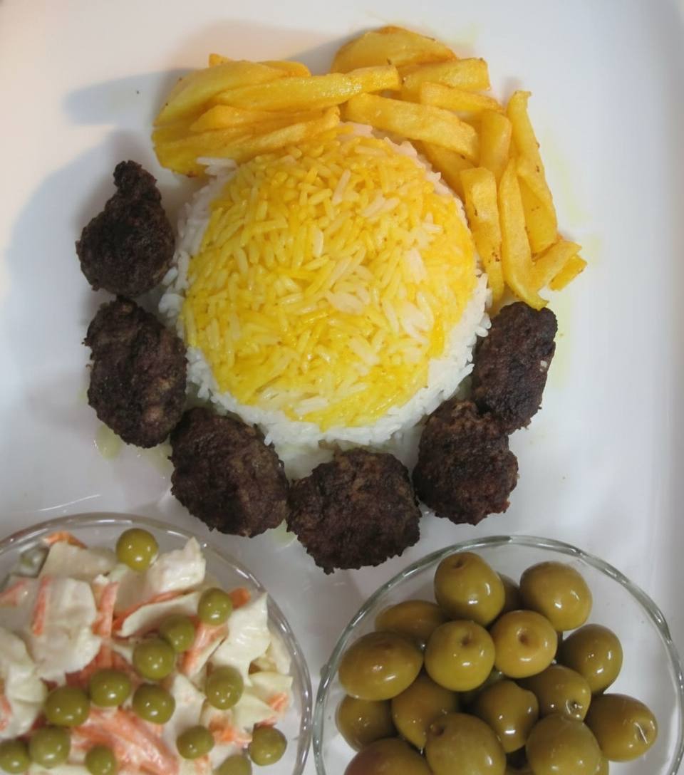 کته قالبی و کباب تابه ای