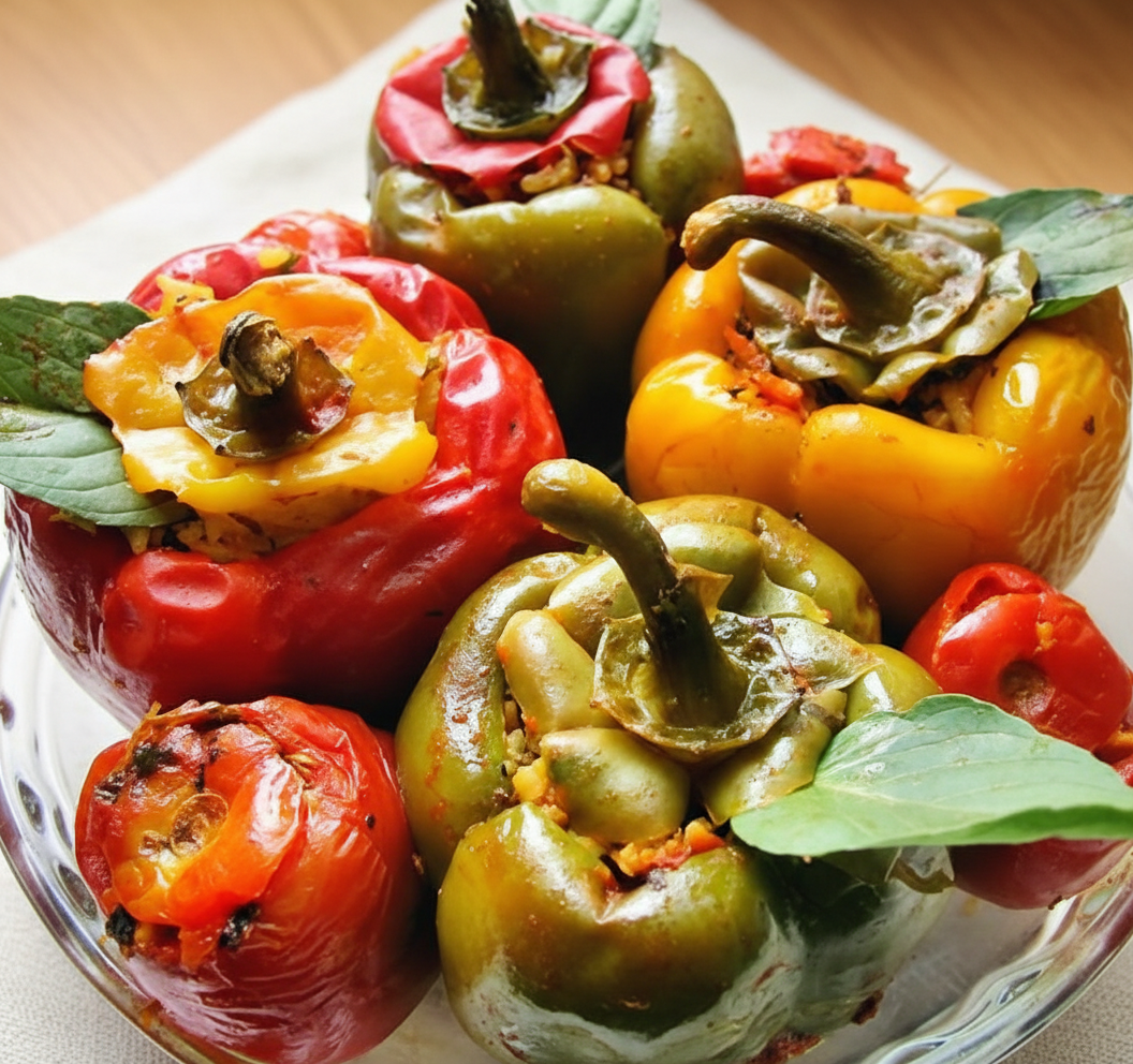 دلمه فلفل دلمه ای و گوجه فرنگی