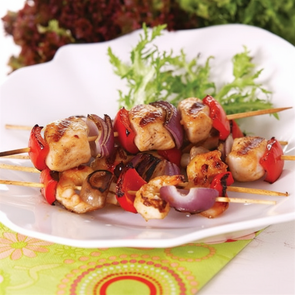 میگو کبابی با سبزیجات