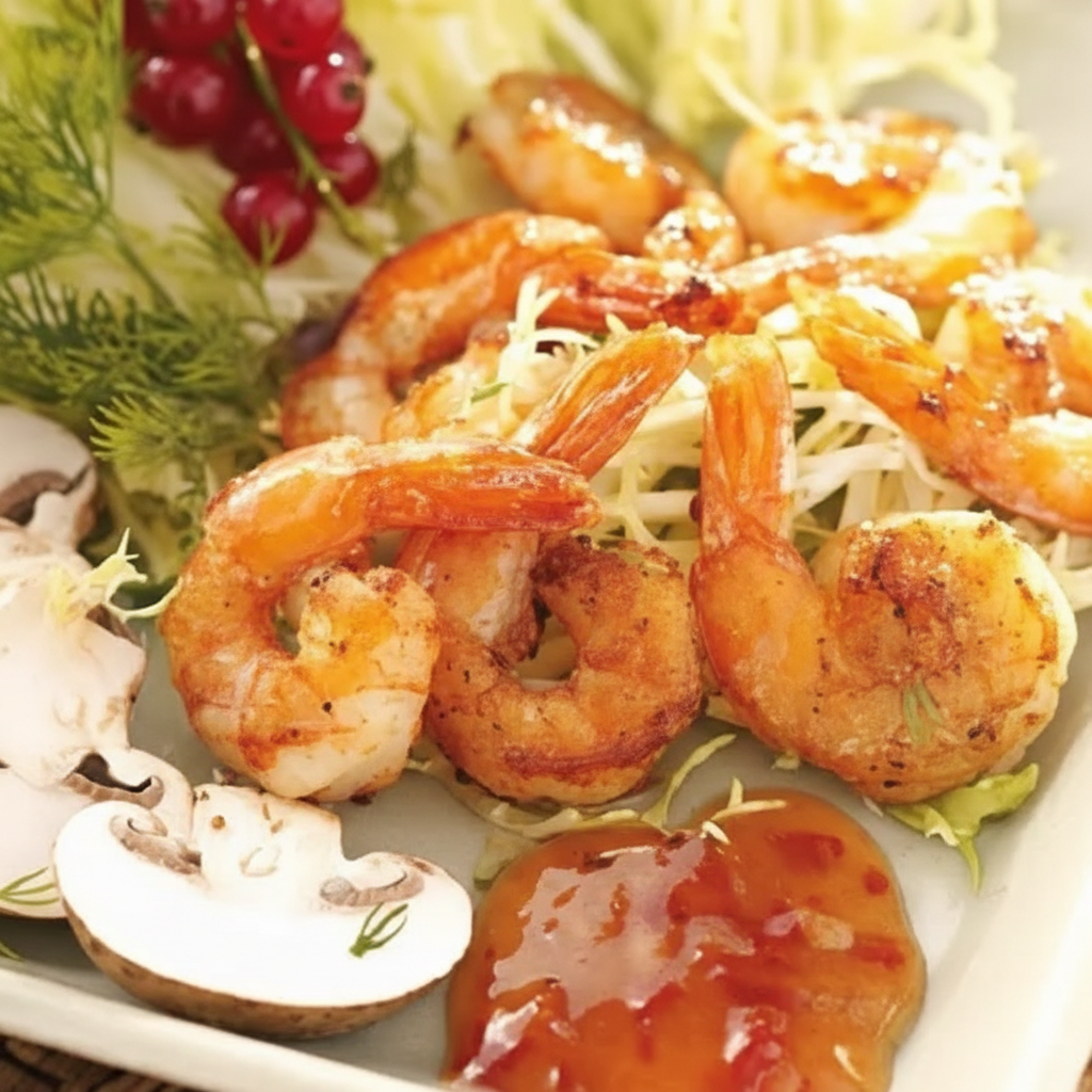 میگو با سس لیمو و فلفل