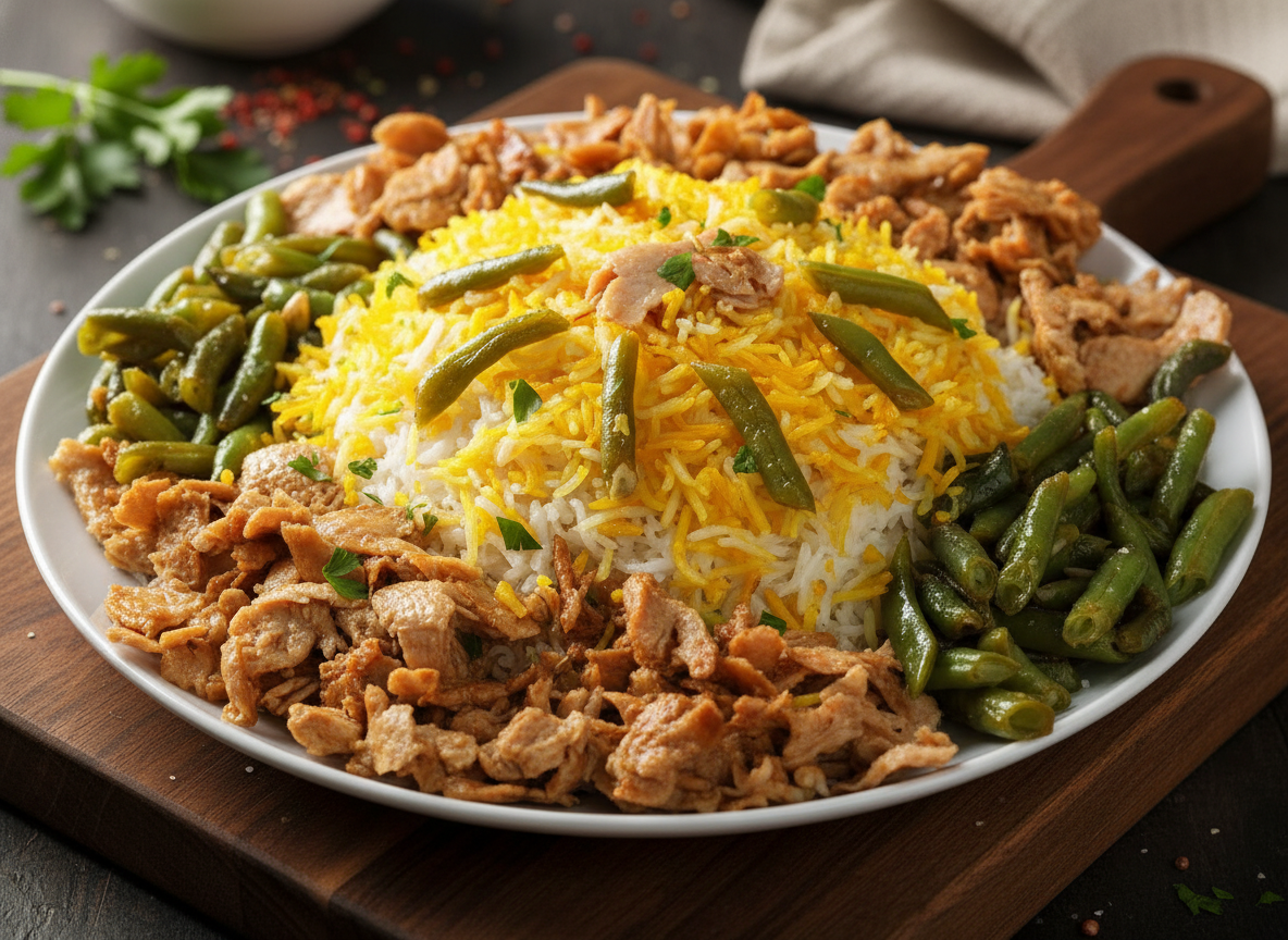 لوبیا پلو با سویا