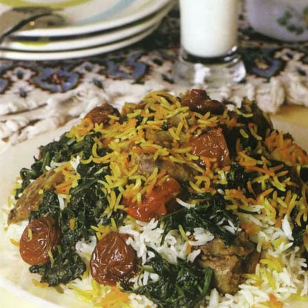 پلو آلو و اسفناج