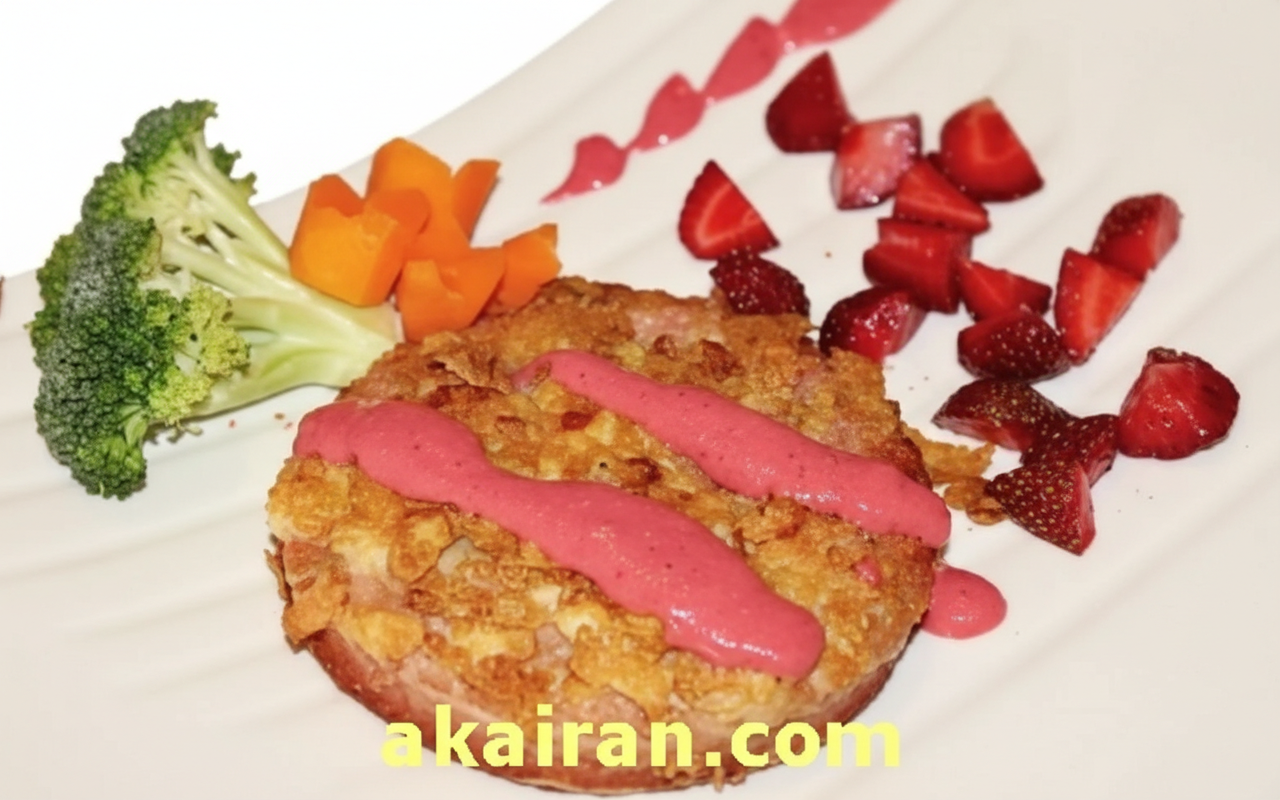 ژامبون تنوری با سس توت فرنگی