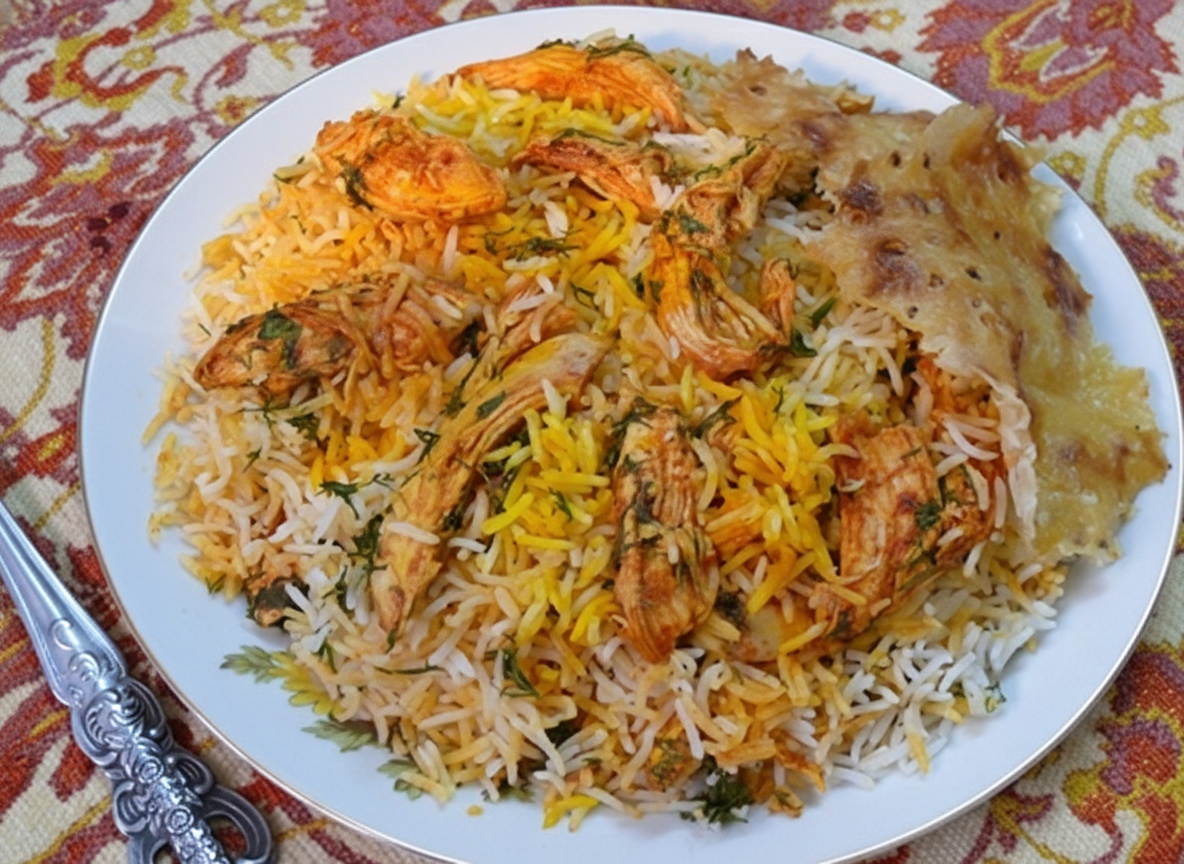 شوید پلو با مرغ