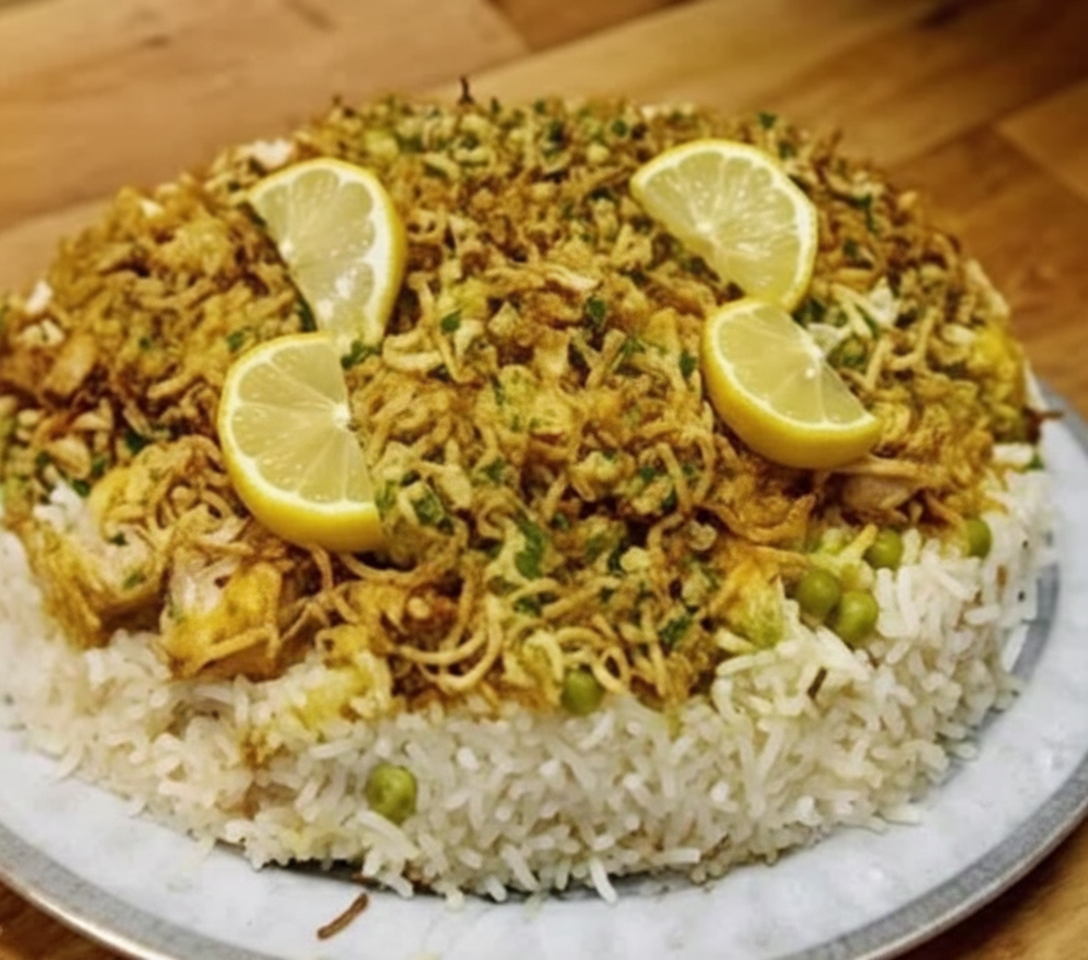 پلو گوشت با هویج و نخودفرنگی