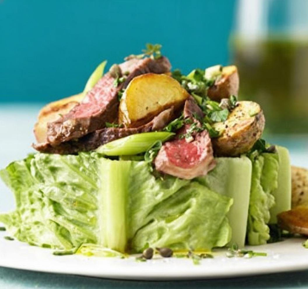 سالاد استیک و سیب زمینی